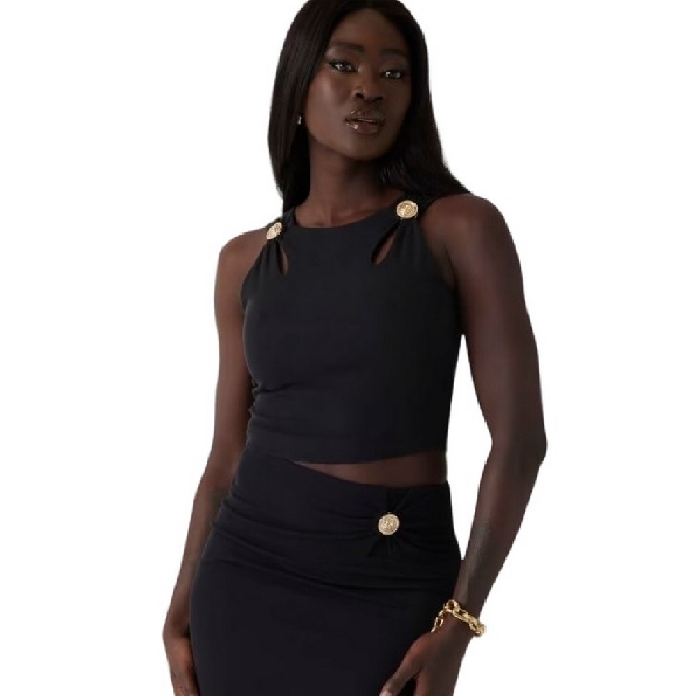 GUESS ZAMA CUT OUT DETAILS CROP TOP ΤΟΠ ΜΠΛΟΥΖΑ ΓΥΝΑΙΚΕΙΑ BLACK