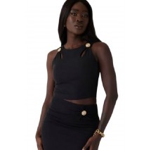 GUESS ZAMA CUT OUT DETAILS CROP TOP ΤΟΠ ΜΠΛΟΥΖΑ ΓΥΝΑΙΚΕΙΑ BLACK