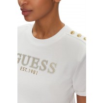 GUESS CROPPED WASHED LOGO TEE T-SHIRT ΜΠΛΟΥΖΑ ΓΥΝΑΙΚΕΙΑ WHITE