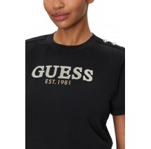 GUESS CROPPED WASHED LOGO TEE T-SHIRT ΜΠΛΟΥΖΑ ΓΥΝΑΙΚΕΙΑ BLACK