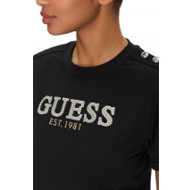 GUESS CROPPED WASHED LOGO TEE T-SHIRT ΜΠΛΟΥΖΑ ΓΥΝΑΙΚΕΙΑ BLACK