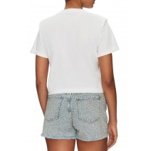 GUESS CROPPED WASHED LOGO TEE T-SHIRT ΜΠΛΟΥΖΑ ΓΥΝΑΙΚΕΙΑ WHITE