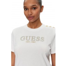 GUESS CROPPED WASHED LOGO TEE T-SHIRT ΜΠΛΟΥΖΑ ΓΥΝΑΙΚΕΙΑ WHITE