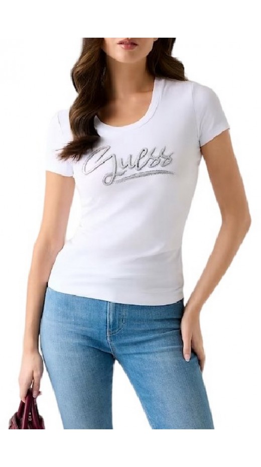 GUESS CN SCRIPT T-SHIRT ΜΠΛΟΥΖΑ ΓΥΝΑΙΚΕΙΑ WHITE