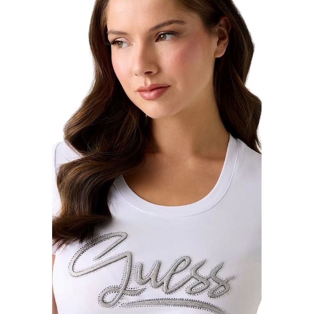 GUESS CN SCRIPT T-SHIRT ΜΠΛΟΥΖΑ ΓΥΝΑΙΚΕΙΑ WHITE