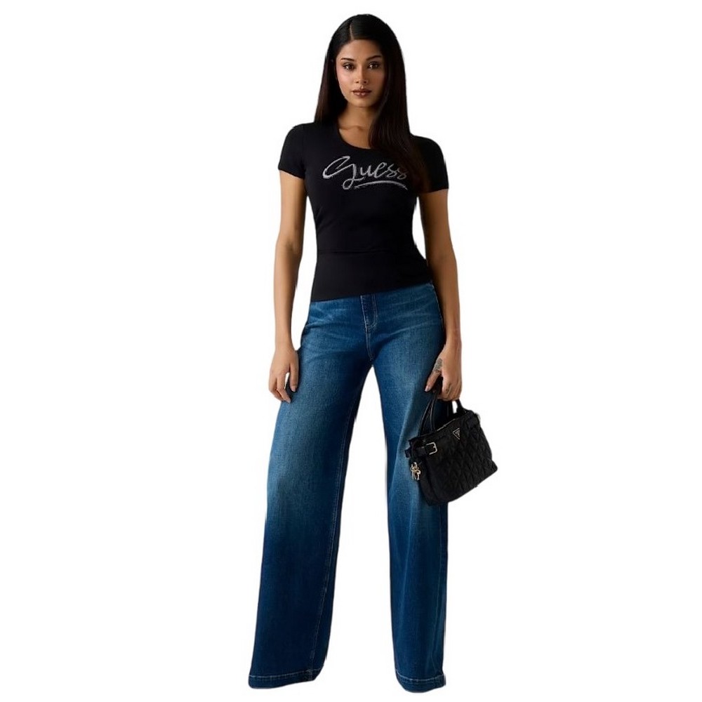 GUESS CN SCRIPT T-SHIRT ΜΠΛΟΥΖΑ ΓΥΝΑΙΚΕΙΑ BLACK