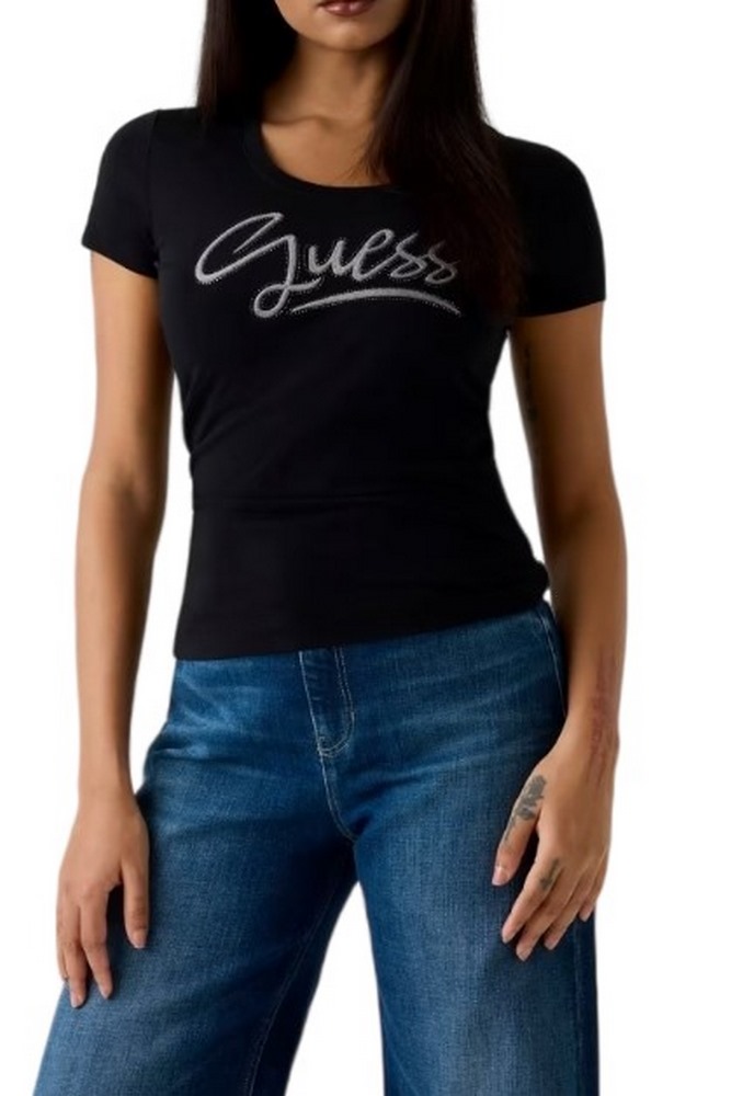 GUESS CN SCRIPT T-SHIRT ΜΠΛΟΥΖΑ ΓΥΝΑΙΚΕΙΑ BLACK