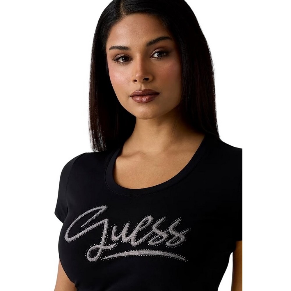 GUESS CN SCRIPT T-SHIRT ΜΠΛΟΥΖΑ ΓΥΝΑΙΚΕΙΑ BLACK