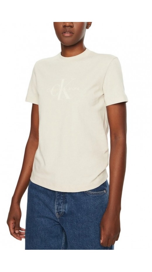 CALVIN KLEIN JEANS GLOSSY MONOLOGO REGULAR TEE T-SHIRT ΜΠΛΟΥΖΑ ΓΥΝΑΙΚΕΙΑ BEIGE