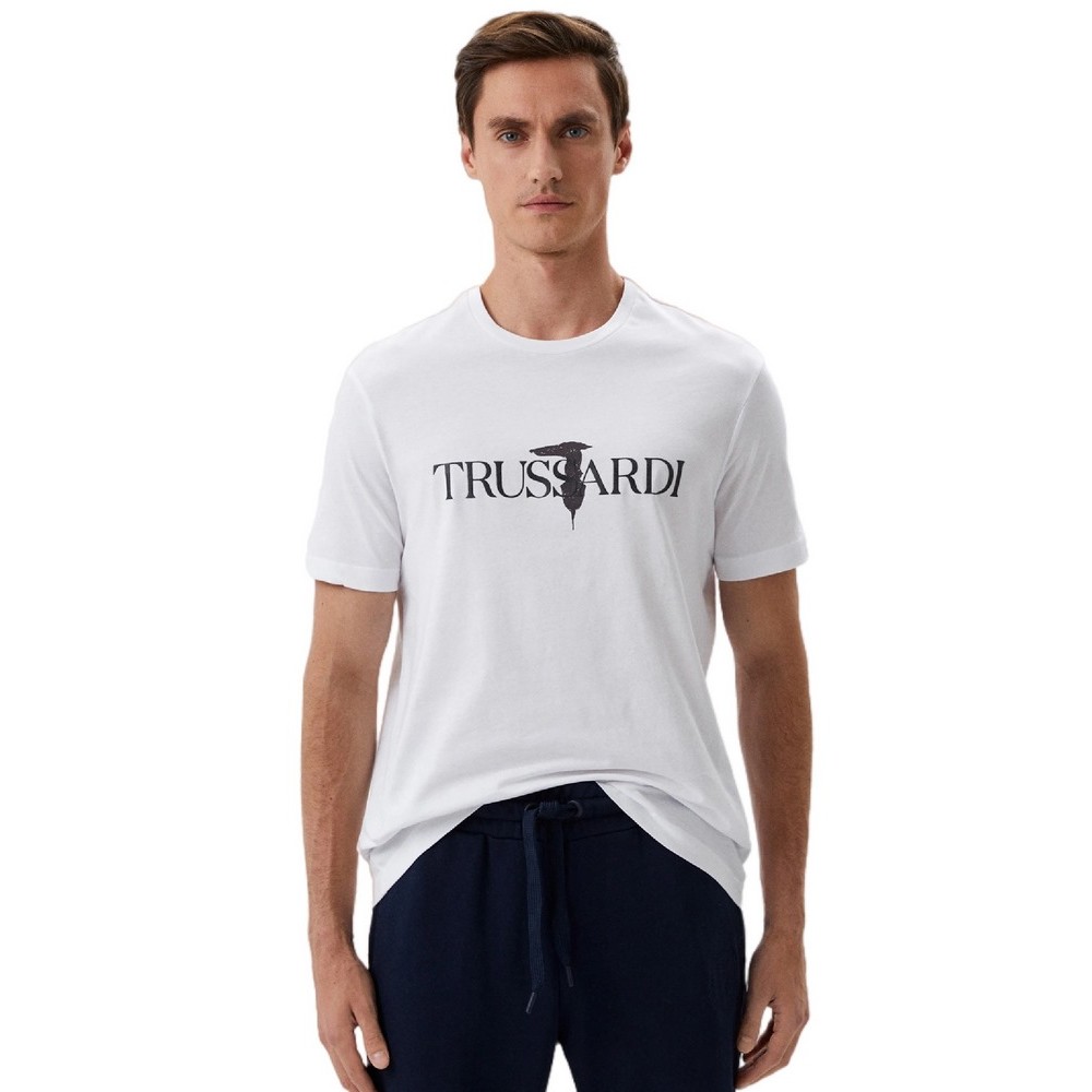 T-SHIRT LOGO PRINT ΑΝΔΡΙΚΟ TRUSSARDI WHITE