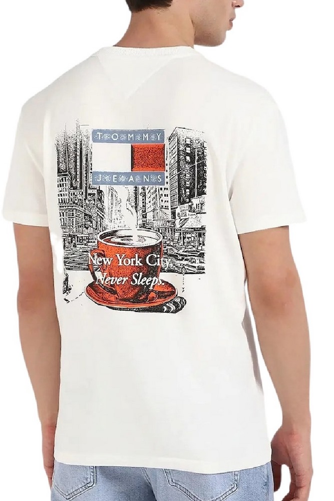 TOMMY JEANS REG NOVELTY TEE T-SHIRT ΜΠΛΟΥΖΑ ΑΝΔΡΙΚΗ ECRU
