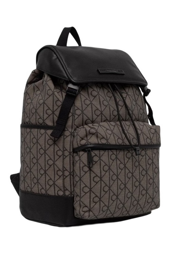 CALVIN KLEIN MIXED EMBLEM AOP FLAP BACKPACK ΤΣΑΝΤΑ ΑΝΔΡΙΚΗ BLACK/BROWN
