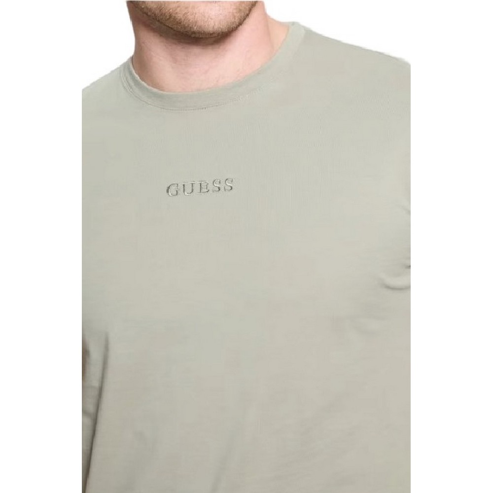 GUESS EMB PIMA CREW T-SHIRT ΜΠΛΟΥΖΑ ΑΝΔΡΙΚΗ KHAKI