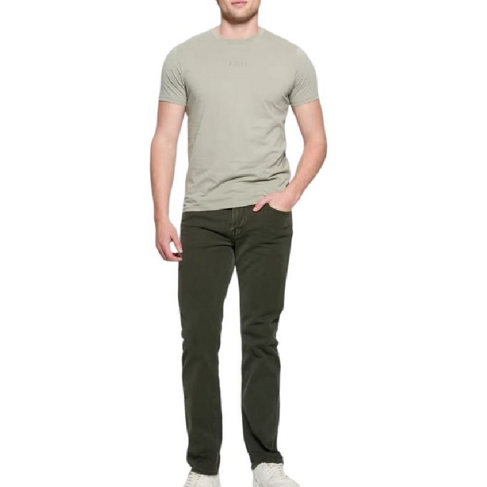 GUESS EMB PIMA CREW T-SHIRT ΜΠΛΟΥΖΑ ΑΝΔΡΙΚΗ KHAKI