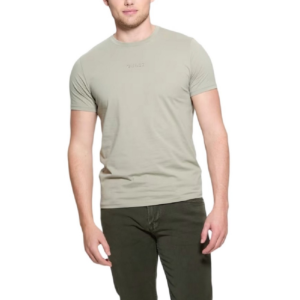 GUESS EMB PIMA CREW T-SHIRT ΜΠΛΟΥΖΑ ΑΝΔΡΙΚΗ KHAKI