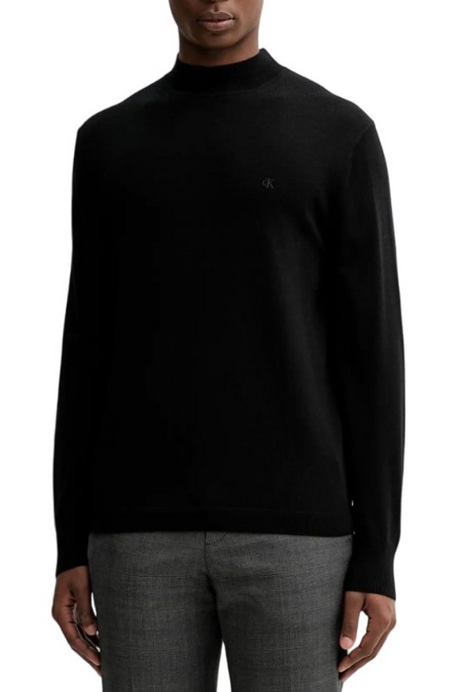 CALVIN KLEIN MERINO MOCK NECK SWTR ΜΠΛΟΥΖΑ ΠΛΕΚΤΗ ΑΝΔΡΙΚΗ BLACK