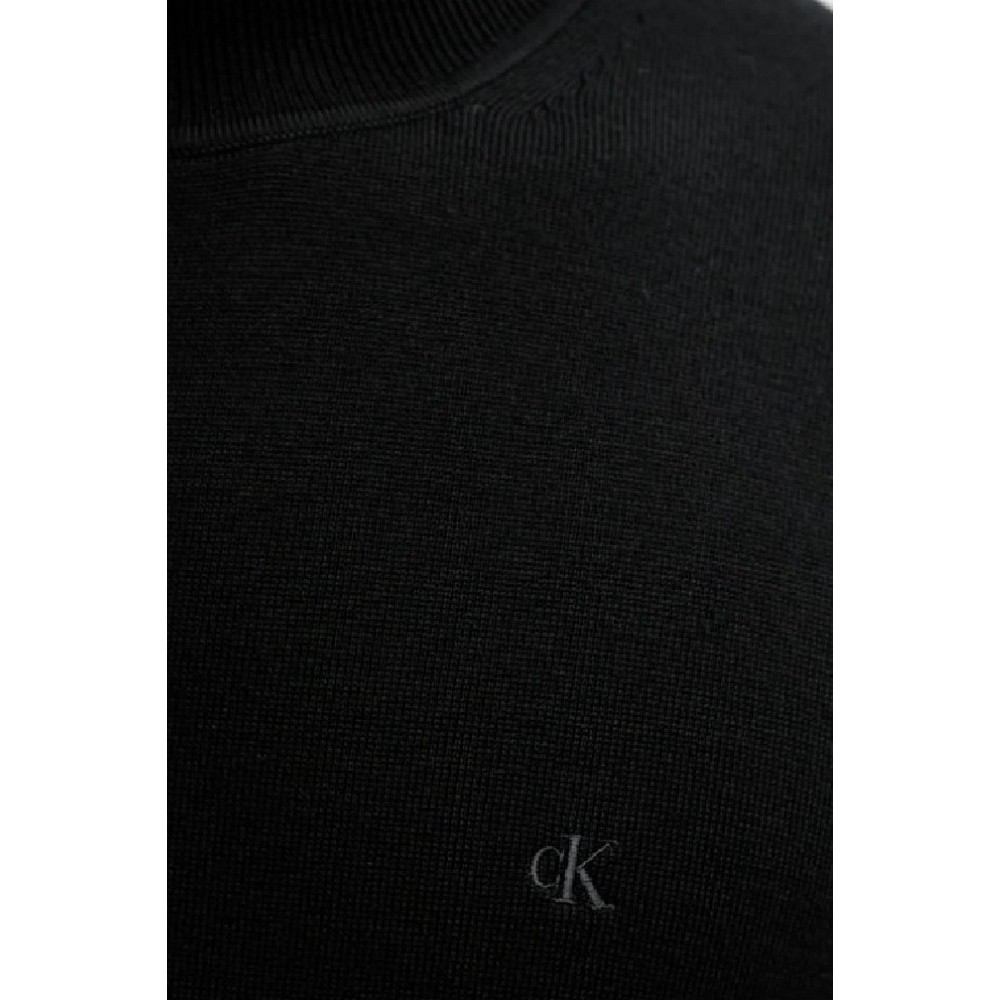 CALVIN KLEIN MERINO MOCK NECK SWTR ΜΠΛΟΥΖΑ ΠΛΕΚΤΗ ΑΝΔΡΙΚΗ BLACK