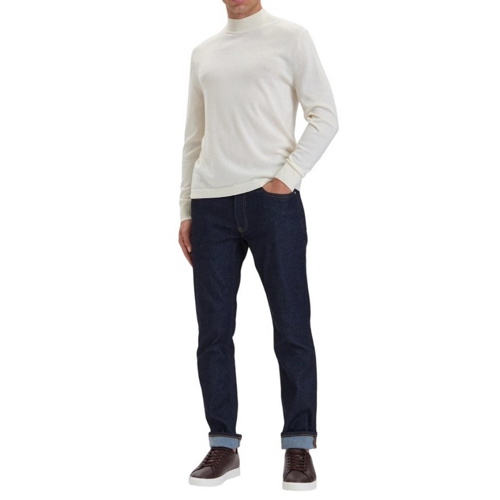 CALVIN KLEIN MERINO MOCK NECK SWTR ΜΠΛΟΥΖΑ ΠΛΕΚΤΗ ΑΝΔΡΙΚΗ OFF WHITE