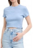 TOMMY JEANS SLIM CRP GMD TONAL FLAG EXT T-SHIRT ΜΠΛΟΥΖΑ ΓΥΝΑΙΚΕΙΑ BLUE
