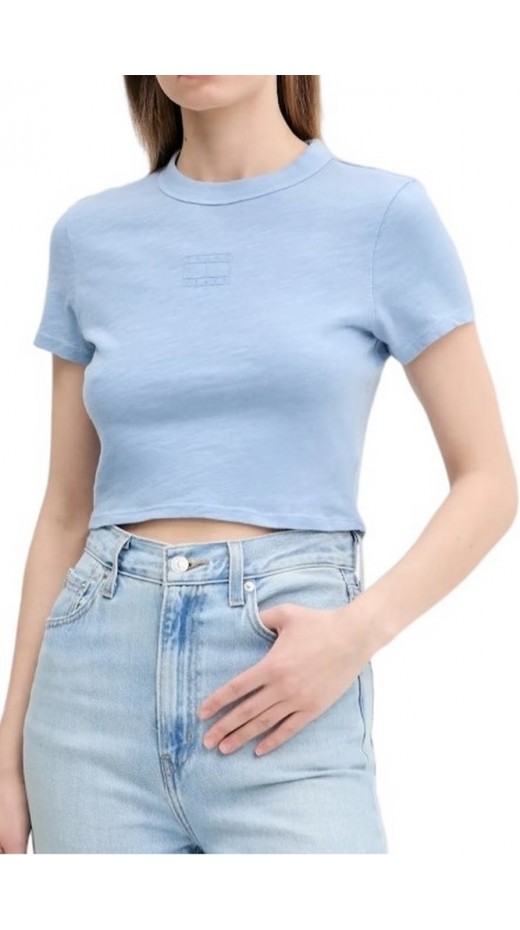 TOMMY JEANS SLIM CRP GMD TONAL FLAG EXT T-SHIRT ΜΠΛΟΥΖΑ ΓΥΝΑΙΚΕΙΑ BLUE