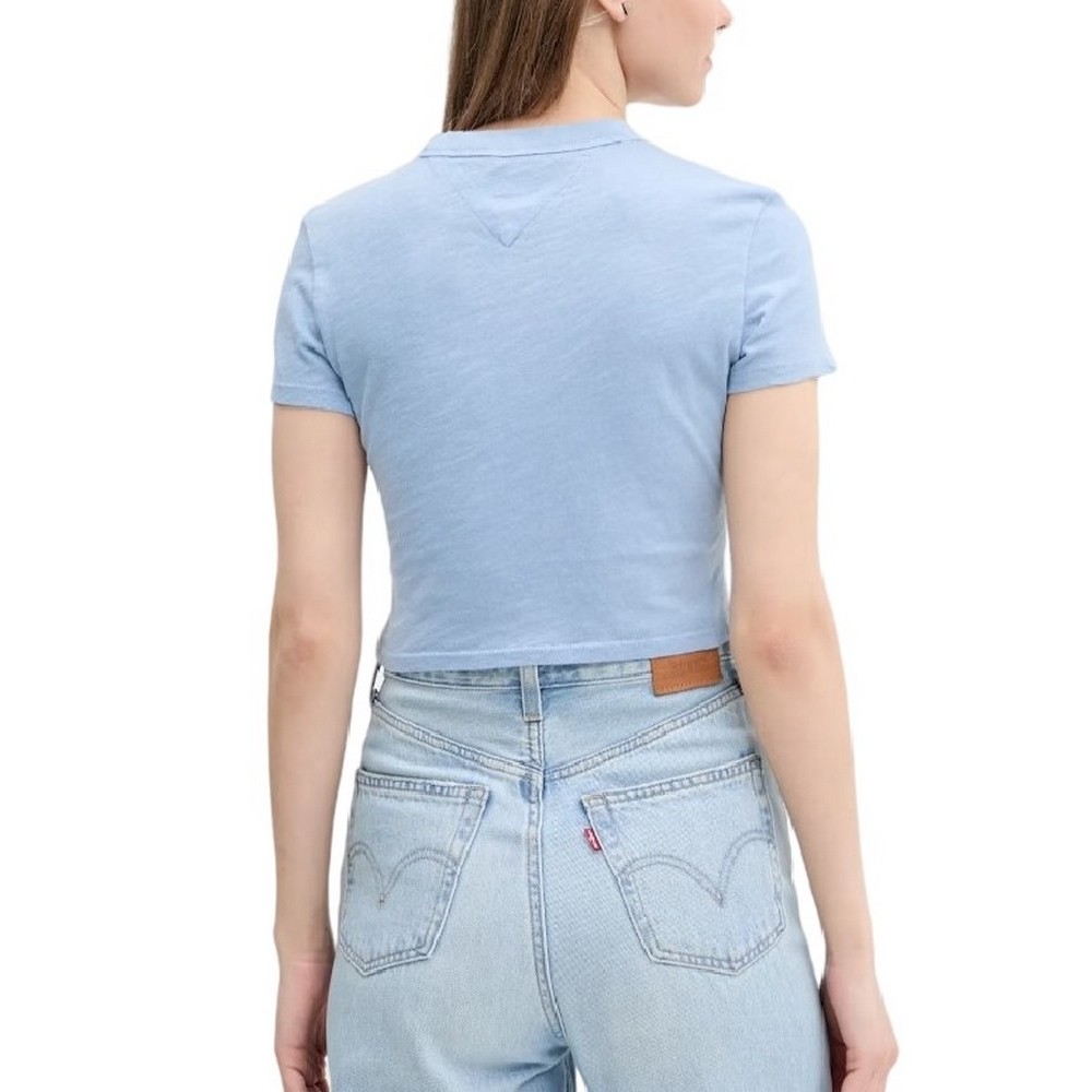 TOMMY JEANS SLIM CRP GMD TONAL FLAG EXT T-SHIRT ΜΠΛΟΥΖΑ ΓΥΝΑΙΚΕΙΑ BLUE