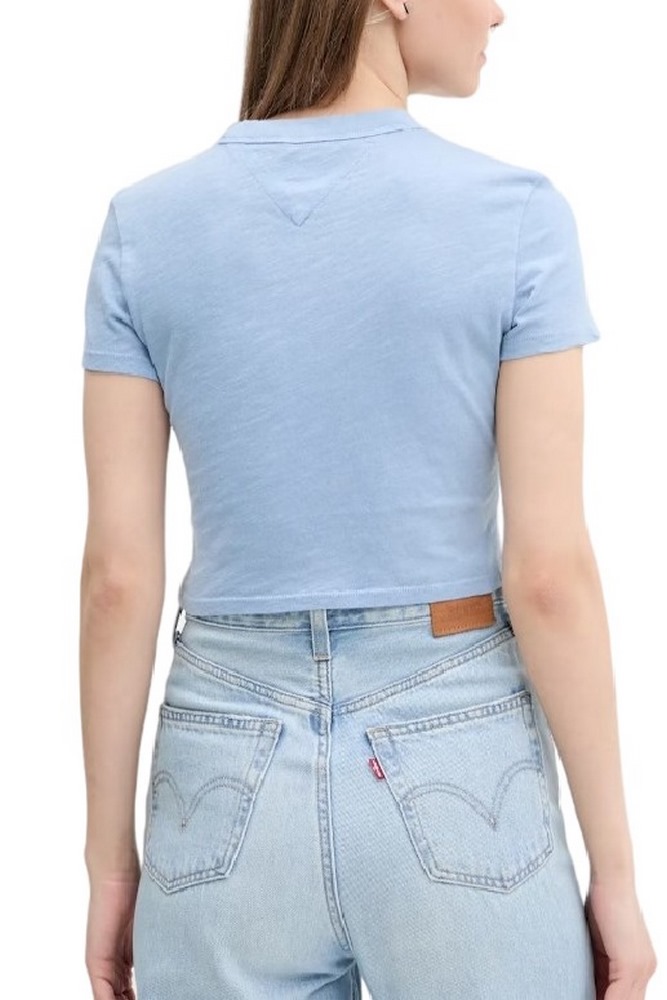 TOMMY JEANS SLIM CRP GMD TONAL FLAG EXT T-SHIRT ΜΠΛΟΥΖΑ ΓΥΝΑΙΚΕΙΑ BLUE