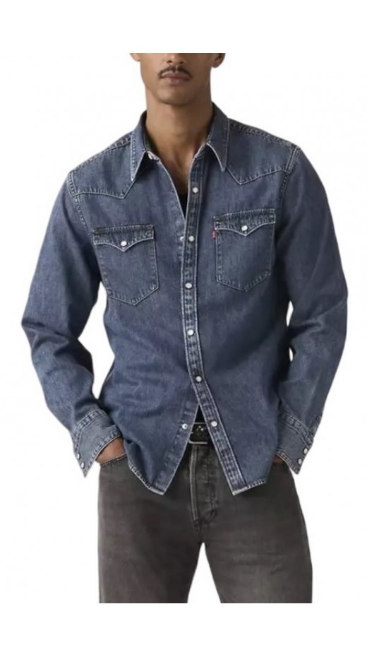 LEVIS BARSTOW WESTERN STANDARD FLAT FINISH ΠΟΥΚΑΜΙΣΟ ΑΝΔΡΙΚΟ MED INDIGO