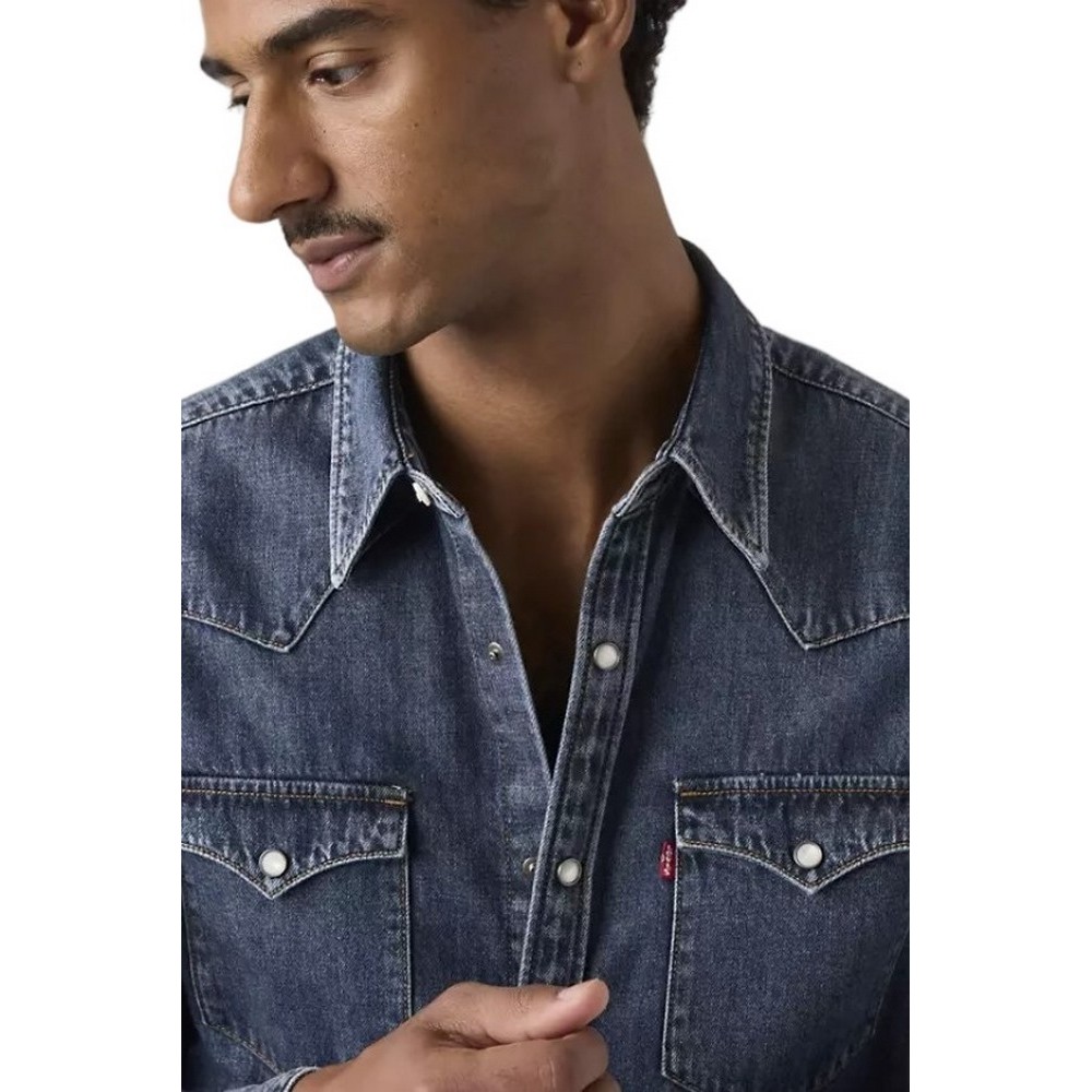 LEVIS BARSTOW WESTERN STANDARD FLAT FINISH ΠΟΥΚΑΜΙΣΟ ΑΝΔΡΙΚΟ MED INDIGO