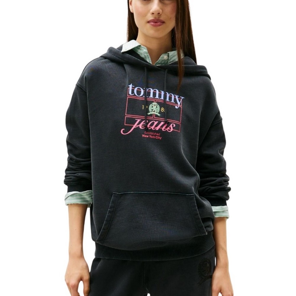 TOMMY JEANS CREST FLAG HOODIE ΦΟΥΤΕΡ ΜΠΛΟΥΖΑ ΓΥΝΑΙΚΕΙΑ BLACK