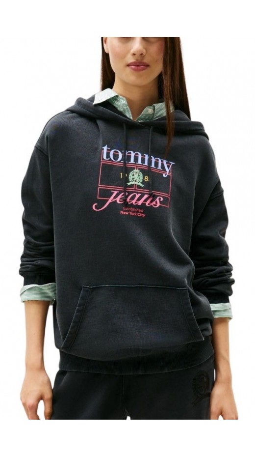 TOMMY JEANS CREST FLAG HOODIE ΦΟΥΤΕΡ ΜΠΛΟΥΖΑ ΓΥΝΑΙΚΕΙΑ BLACK