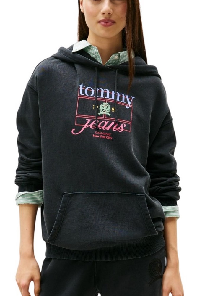 TOMMY JEANS CREST FLAG HOODIE ΦΟΥΤΕΡ ΜΠΛΟΥΖΑ ΓΥΝΑΙΚΕΙΑ BLACK
