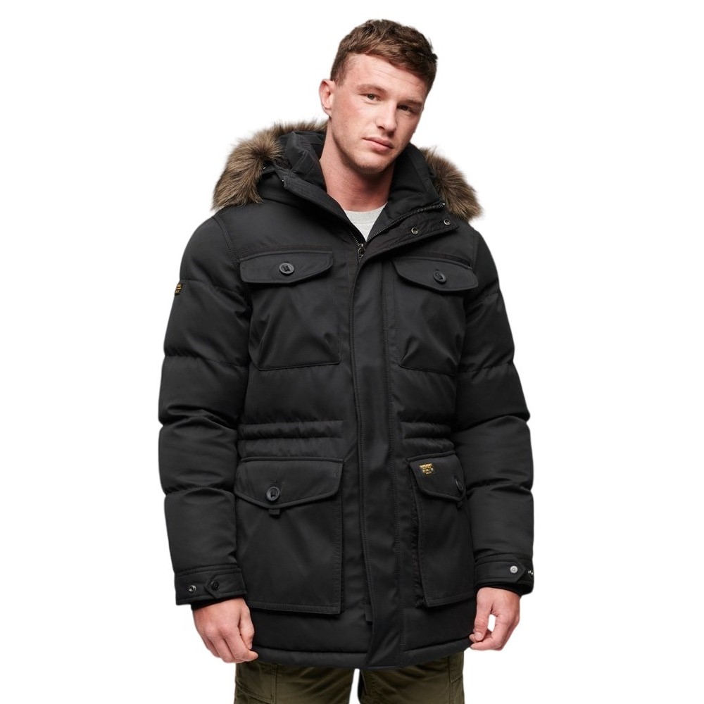 SUPERDRY D2 OVIN CHINOOK FAUX FUR PARKA ΜΠΟΥΦΑΝ ΑΝΔΡΙΚΟ BLACK