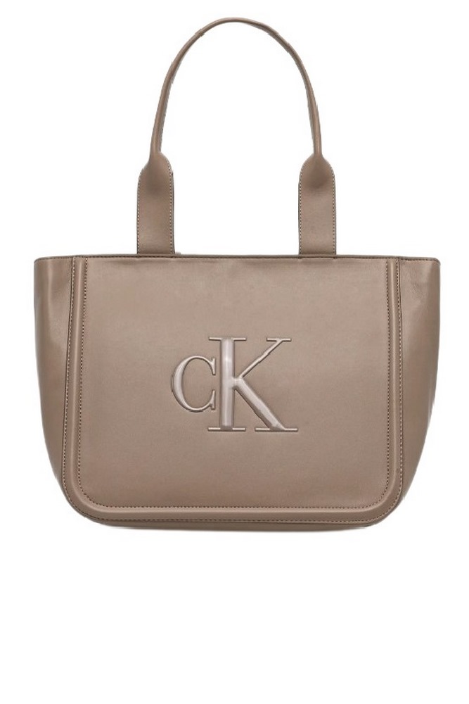 CALVIN KLEIN RAISED CK MEDIUM TOTE ΤΣΑΝΤΑ ΓΥΝΑΙΚΕΙΑ TAUPE