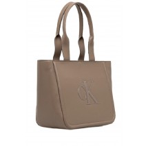CALVIN KLEIN RAISED CK MEDIUM TOTE ΤΣΑΝΤΑ ΓΥΝΑΙΚΕΙΑ TAUPE
