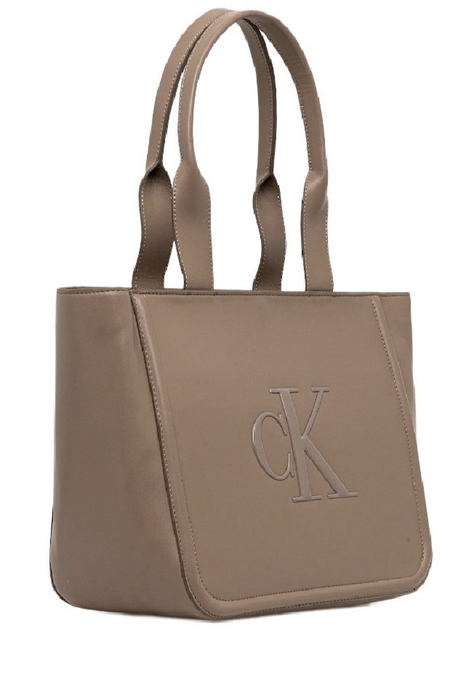 CALVIN KLEIN RAISED CK MEDIUM TOTE ΤΣΑΝΤΑ ΓΥΝΑΙΚΕΙΑ TAUPE
