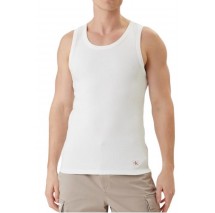 CALVIN KLEIN JEANS 2X2 RIB BADGE TANK TOP ΑΜΑΝΙΚΗ ΜΠΛΟΥΖΑ ΑΝΔΡΙΚΗ BRIGHT WHITE