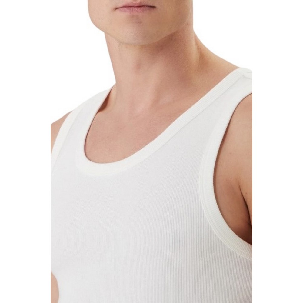 CALVIN KLEIN JEANS 2X2 RIB BADGE TANK TOP ΑΜΑΝΙΚΗ ΜΠΛΟΥΖΑ ΑΝΔΡΙΚΗ BRIGHT WHITE