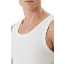 CALVIN KLEIN JEANS 2X2 RIB BADGE TANK TOP ΑΜΑΝΙΚΗ ΜΠΛΟΥΖΑ ΑΝΔΡΙΚΗ BRIGHT WHITE