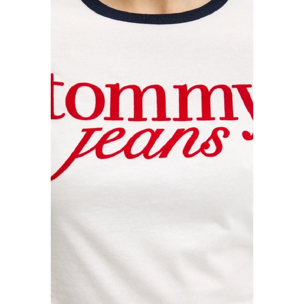TOMMY JEANS SLIM SH SCRIPT RINGR TEE EXT T-SHIRT ΜΠΛΟΥΖΑ ΓΥΝΑΙΚΕΙΑ WHITE