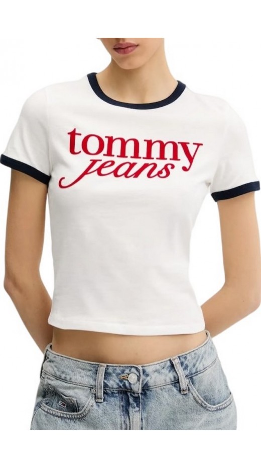 TOMMY JEANS SLIM SH SCRIPT RINGR TEE EXT T-SHIRT ΜΠΛΟΥΖΑ ΓΥΝΑΙΚΕΙΑ WHITE