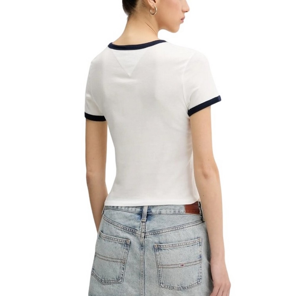 TOMMY JEANS SLIM SH SCRIPT RINGR TEE EXT T-SHIRT ΜΠΛΟΥΖΑ ΓΥΝΑΙΚΕΙΑ WHITE