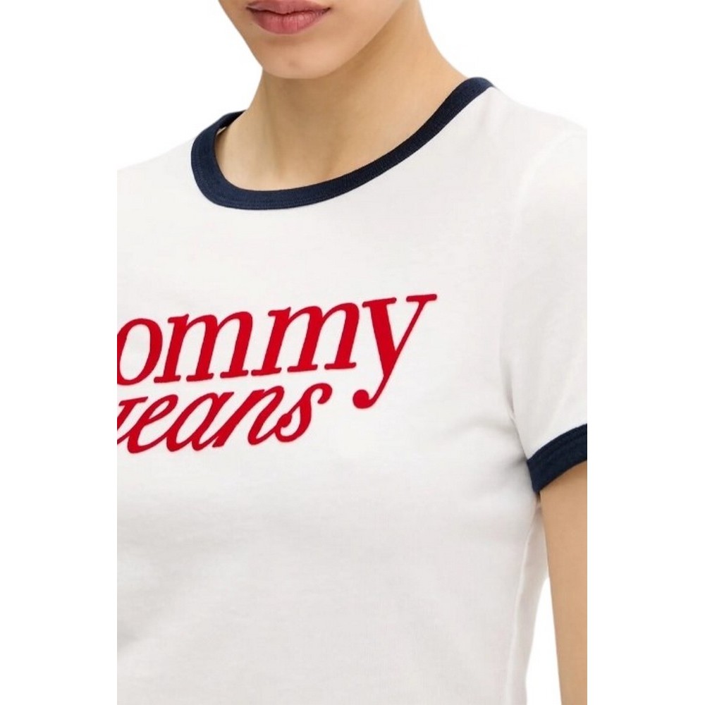 TOMMY JEANS SLIM SH SCRIPT RINGR TEE EXT T-SHIRT ΜΠΛΟΥΖΑ ΓΥΝΑΙΚΕΙΑ WHITE