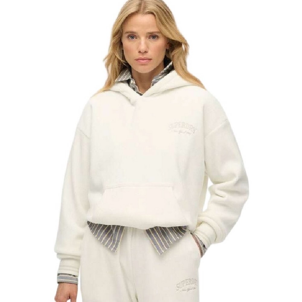 SUPERDRY D2 COUNTRY CLUB VELOUR LOOSE HOOD ΦΟΥΤΕΡ ΜΠΛΟΥΖΑ ΓΥΝΑΙΚΕΙΑ OFF WHITE