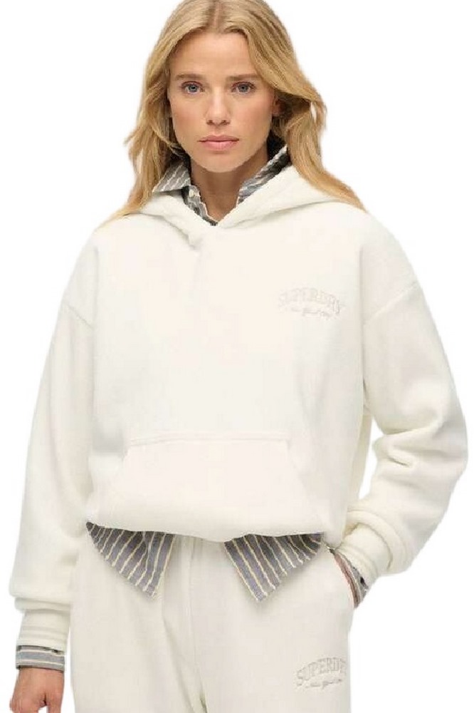 SUPERDRY D2 COUNTRY CLUB VELOUR LOOSE HOOD ΦΟΥΤΕΡ ΜΠΛΟΥΖΑ ΓΥΝΑΙΚΕΙΑ OFF WHITE