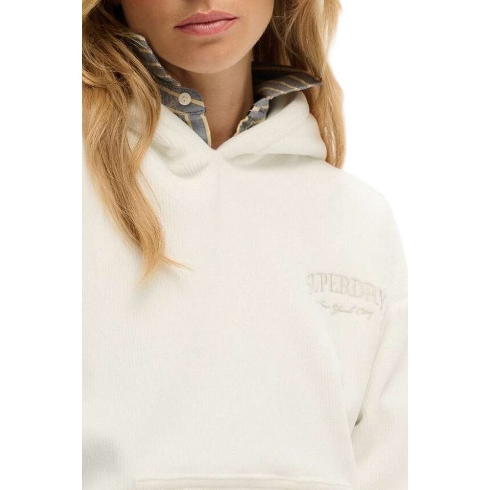SUPERDRY D2 COUNTRY CLUB VELOUR LOOSE HOOD ΦΟΥΤΕΡ ΜΠΛΟΥΖΑ ΓΥΝΑΙΚΕΙΑ OFF WHITE