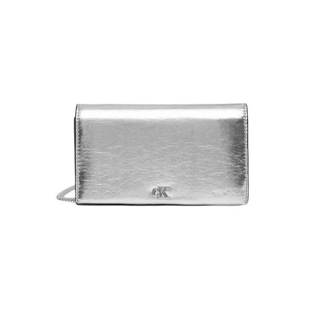 CALVIN KLEIN METALLIC WALLET ON CHAIN ΤΣΑΝΤΑ ΓΥΝΑΙΚΕΙΑ SILVER
