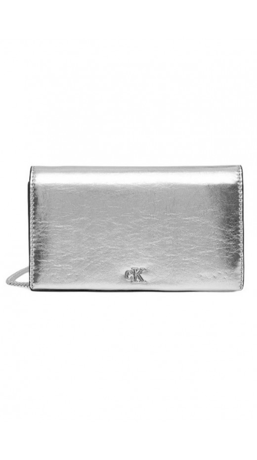 CALVIN KLEIN METALLIC WALLET ON CHAIN ΤΣΑΝΤΑ ΓΥΝΑΙΚΕΙΑ SILVER