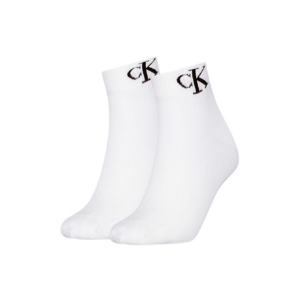CALVIN KLEIN JEANS  WOMEN QUARTER 2P MONOGRAM ΚΑΛΤΣΕΣ ΓΥΝΑΙΚΕΙΕΣ WHITE