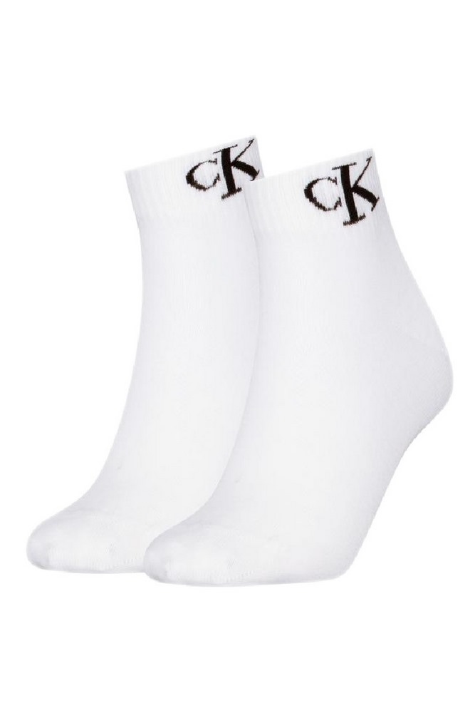 CALVIN KLEIN JEANS  WOMEN QUARTER 2P MONOGRAM ΚΑΛΤΣΕΣ ΓΥΝΑΙΚΕΙΕΣ WHITE