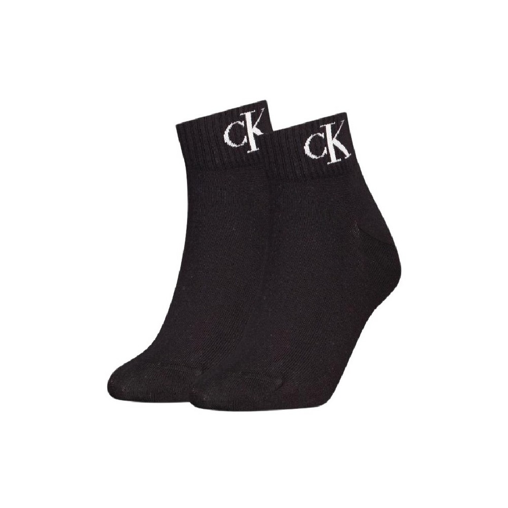 CALVIN KLEIN JEANS  WOMEN QUARTER 2P MONOGRAM ΚΑΛΤΣΕΣ ΓΥΝΑΙΚΕΙΕΣ BLACK